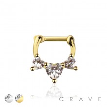 MULTI GEM CZ HEART SEPTUM HINGED CLICKER